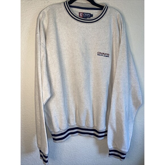 Chaps Ralph Lauren Pullover Sweater Linen Blend Vintage 90s Cream  Sz Large  Men - Picture 1 of 7